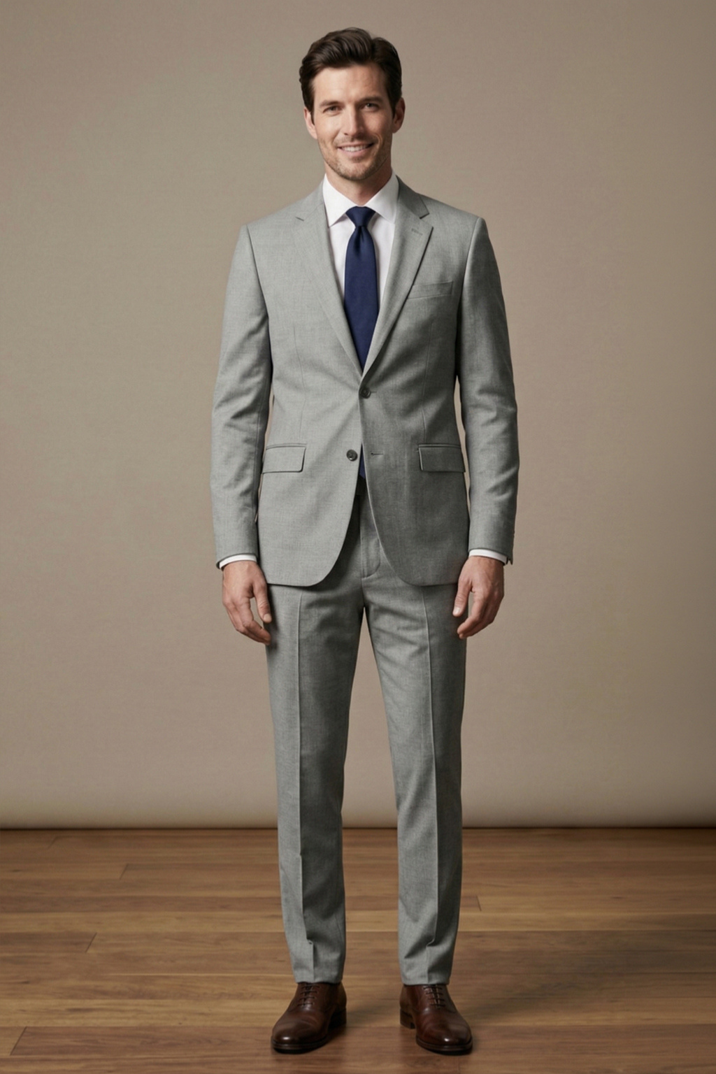 Modern Light Grey Suit for Tall Men – Tailored Slim Executive Fit