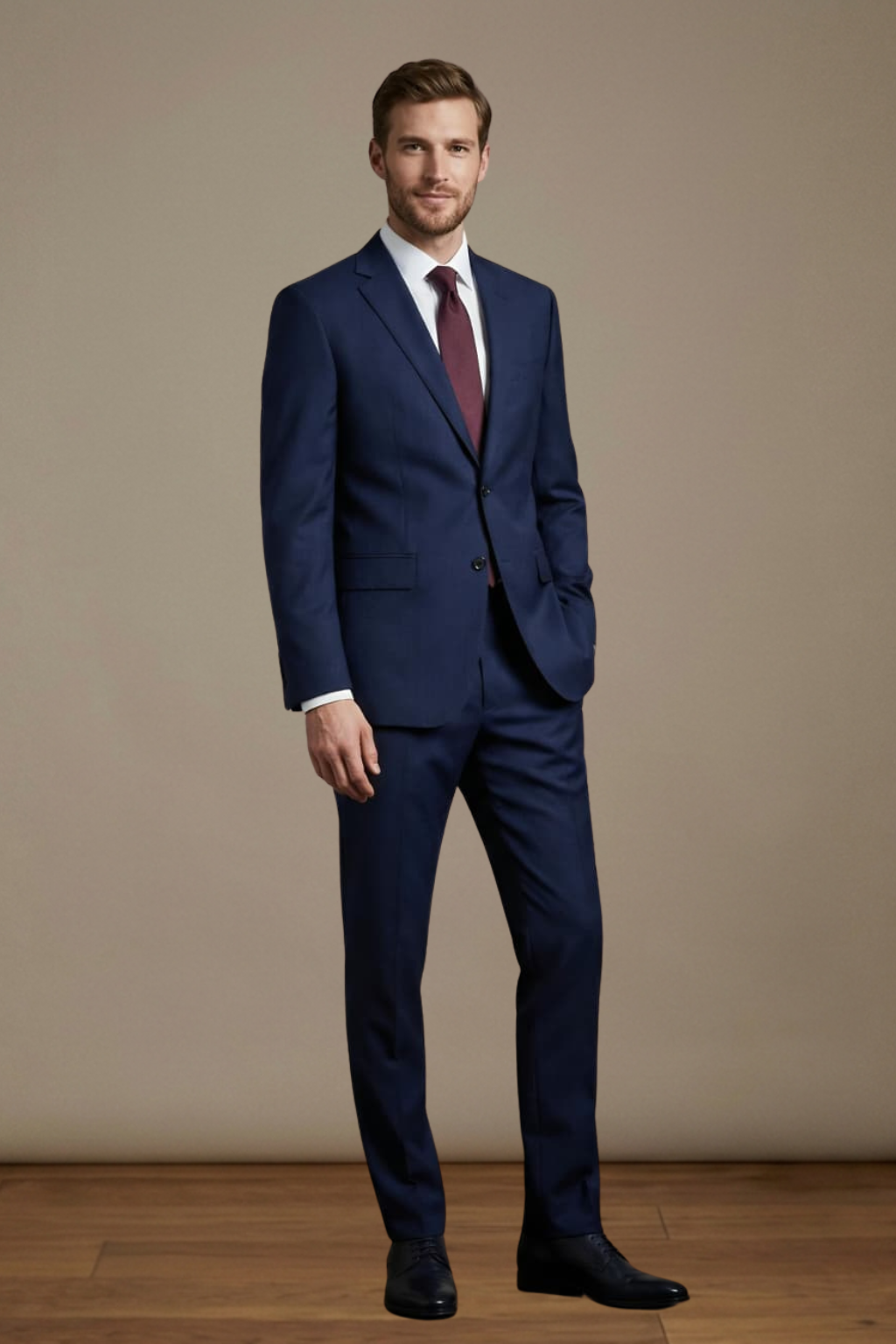 Classic Navy Slim Fit Suit for Tall Men