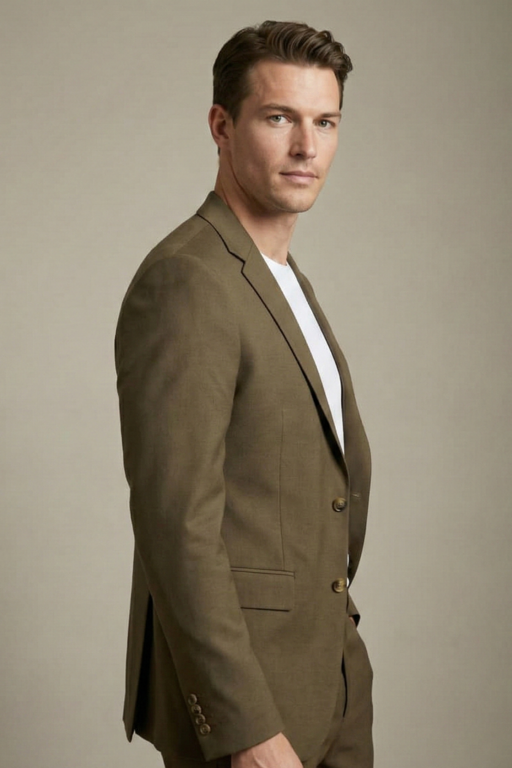 Earthy Olive Green Casual Suit