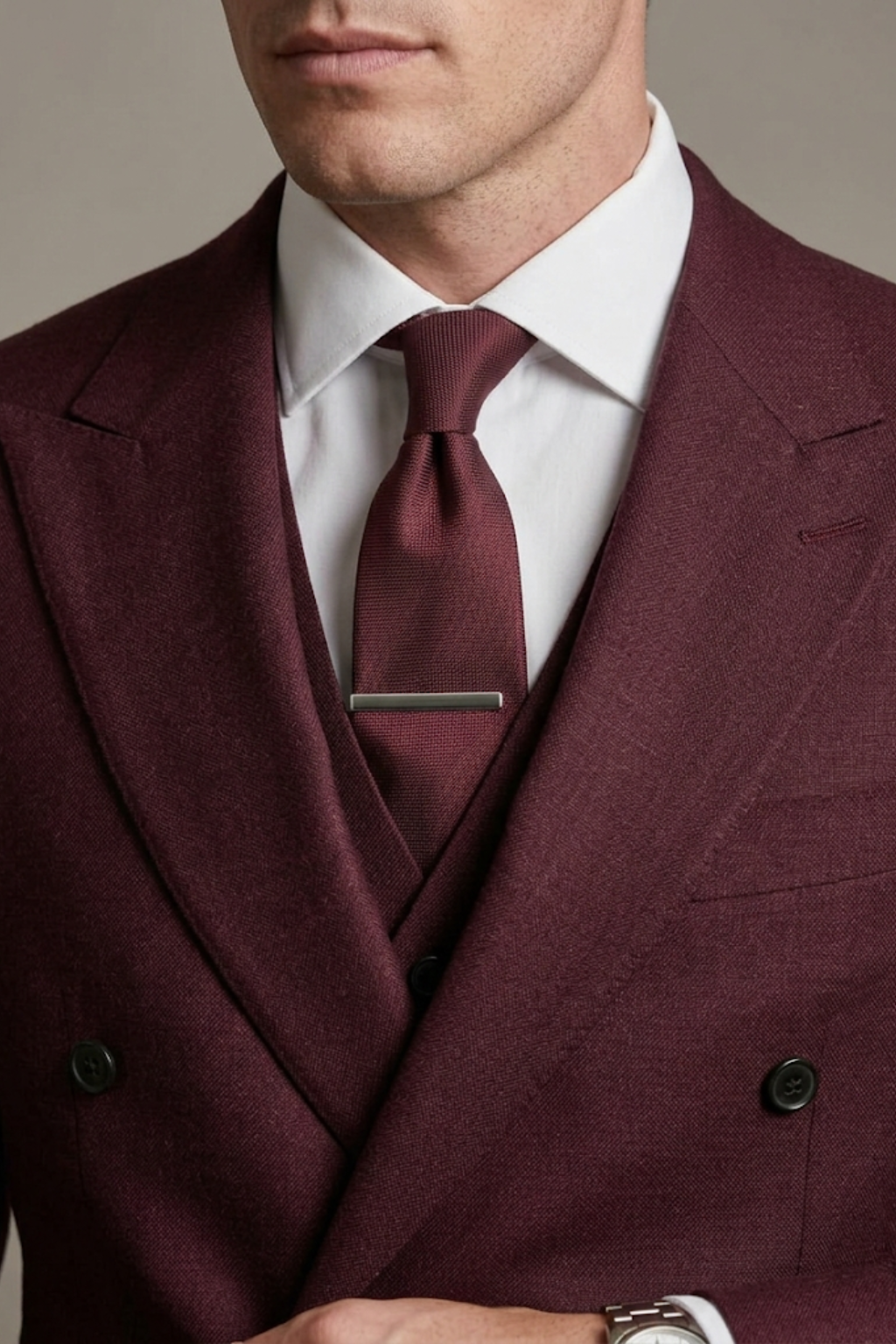 Regal Burgundy Double-Breasted Suit