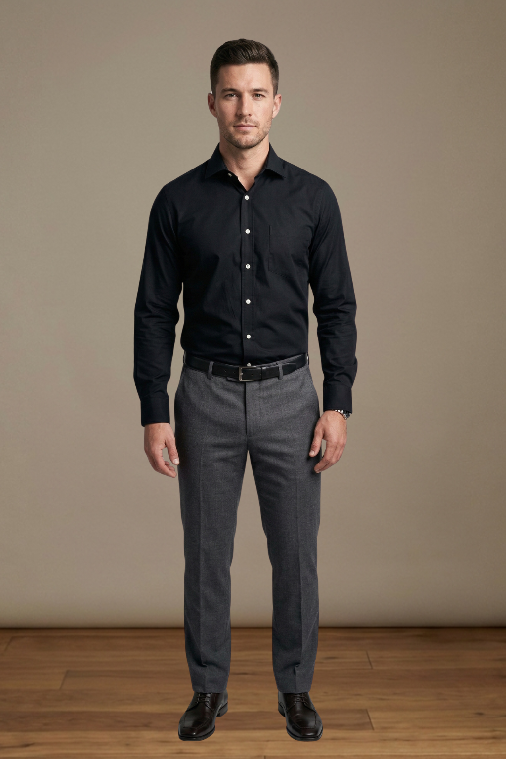 Polished Black with White Buttons