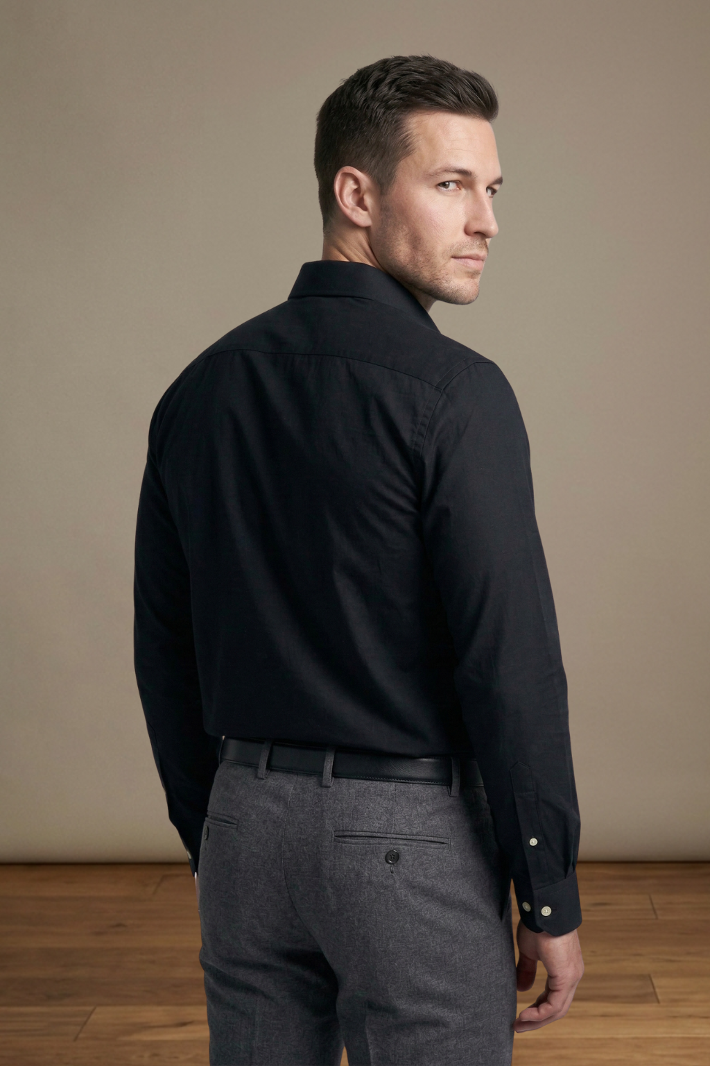 Polished Black with White Buttons