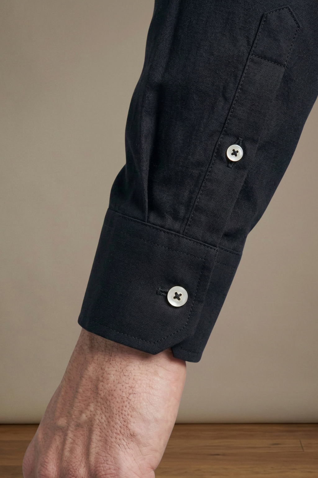 Polished Black with White Buttons