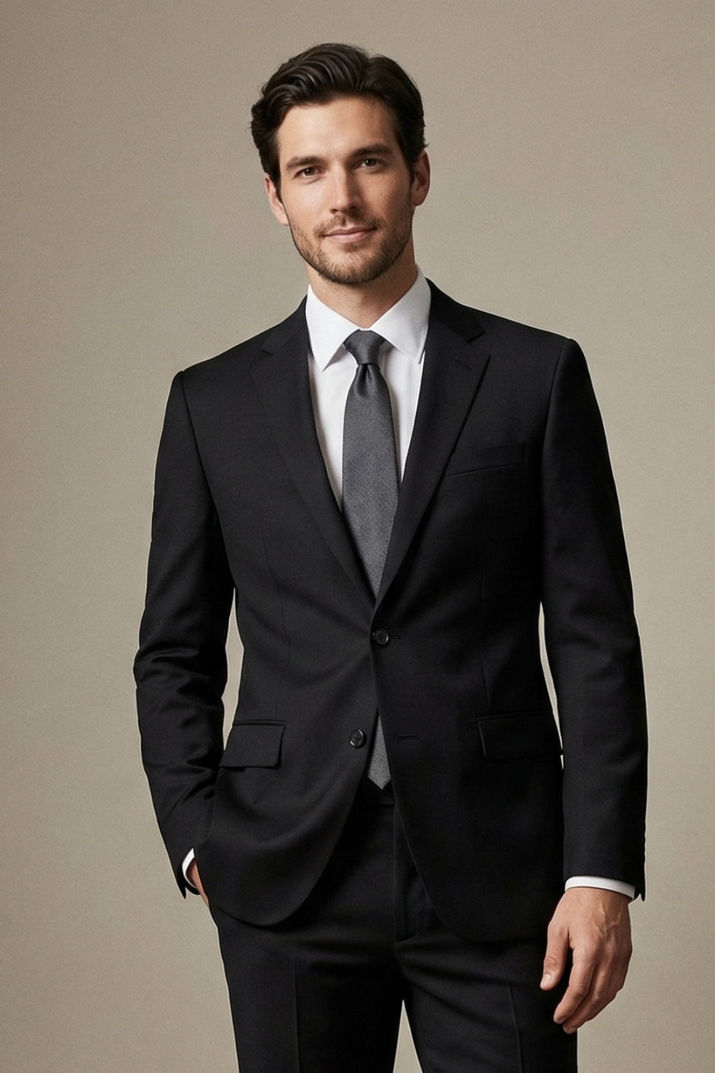 Classic Black Tailored Suit for Tall Men