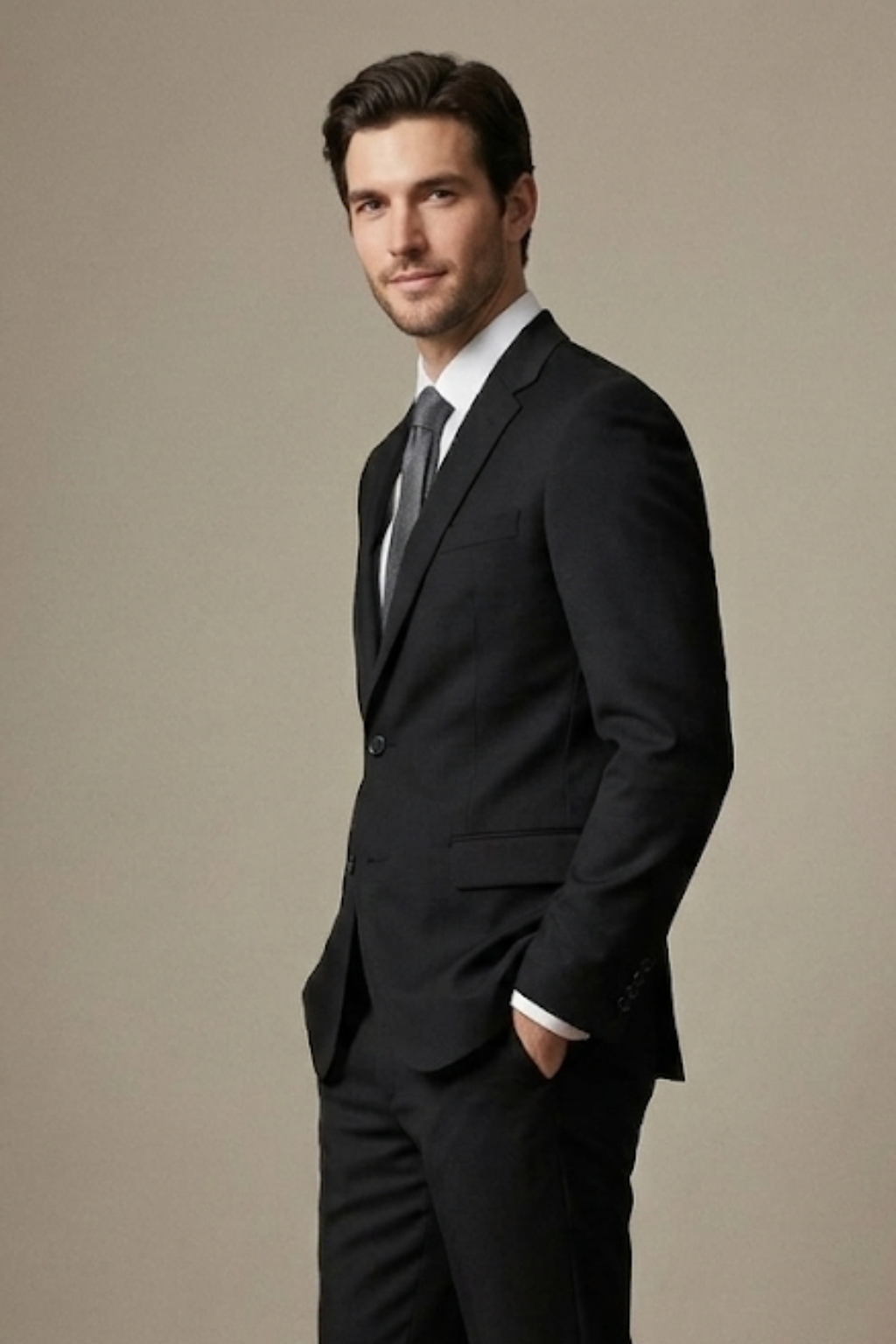 Classic Black Tailored Suit for Tall Men