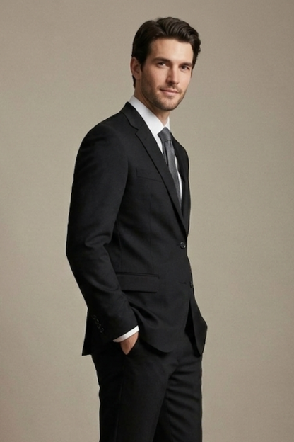 Classic Black Tailored Suit for Tall Men
