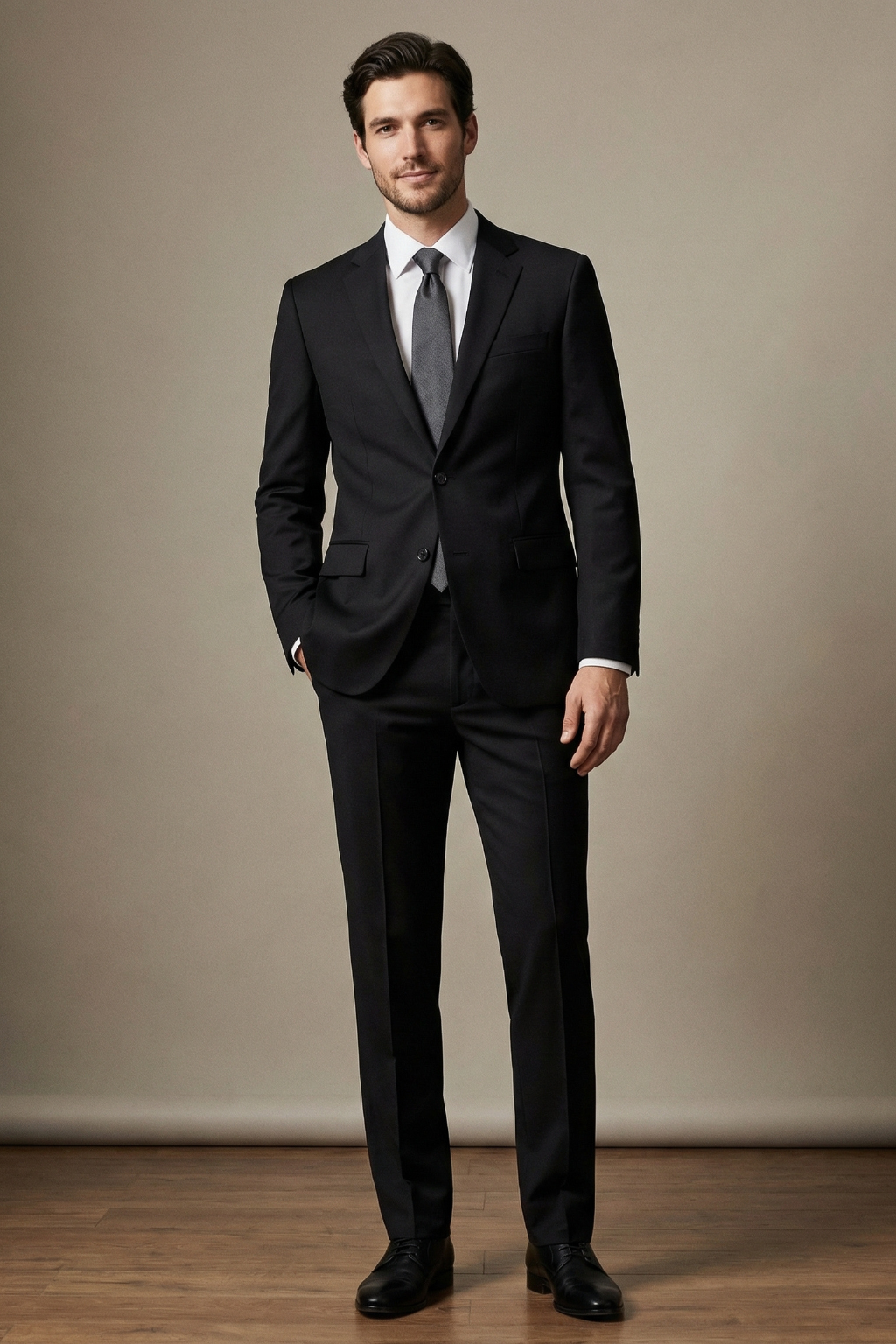 Classic Black Tailored Suit for Tall Men