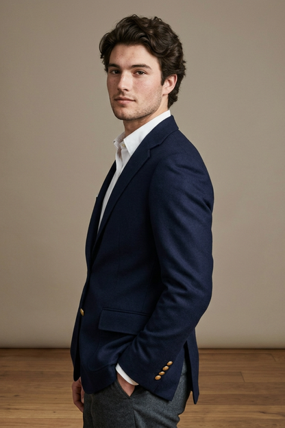 Classic Ivy League Navy Fraternity Blazer – Timeless Campus Style