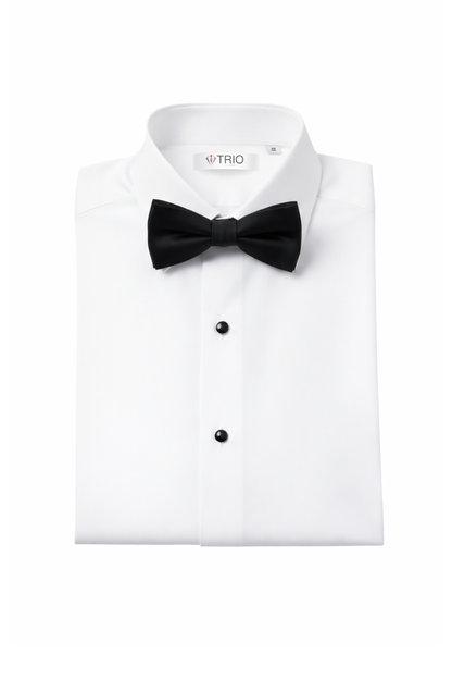 White Plain-Front Tuxedo Shirt – Black-Tie