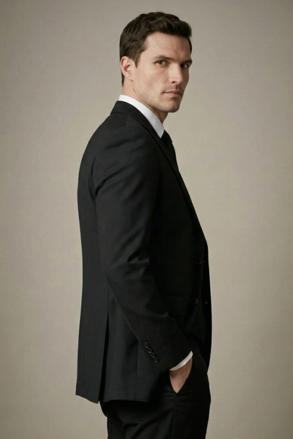 Eclipse Herringbone Black Suit