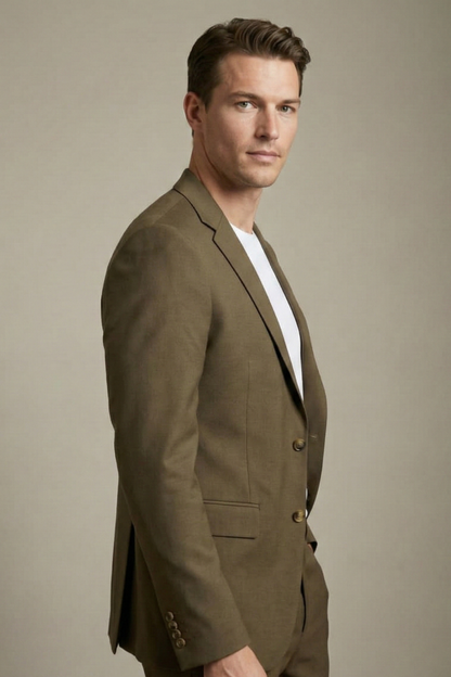 Earthy Olive Green Casual Suit