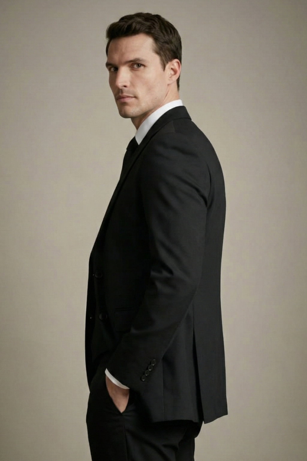 Eclipse Herringbone Black Suit