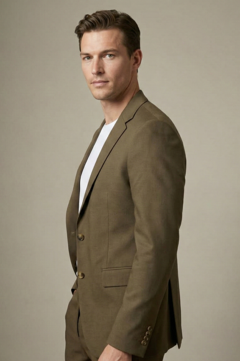 Earthy Olive Green Casual Suit