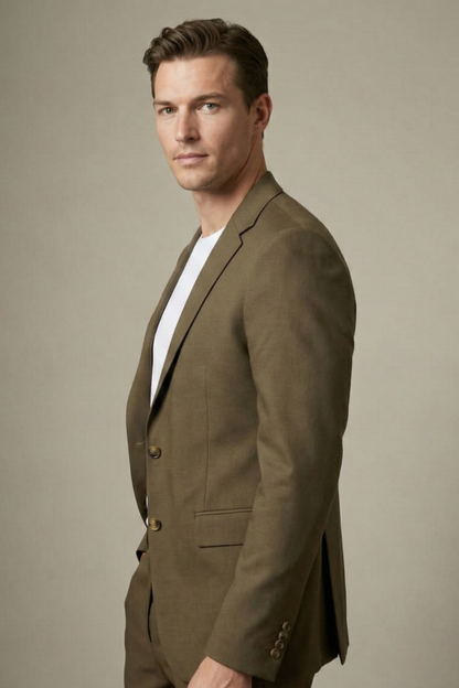 Earthy Olive Green Casual Suit