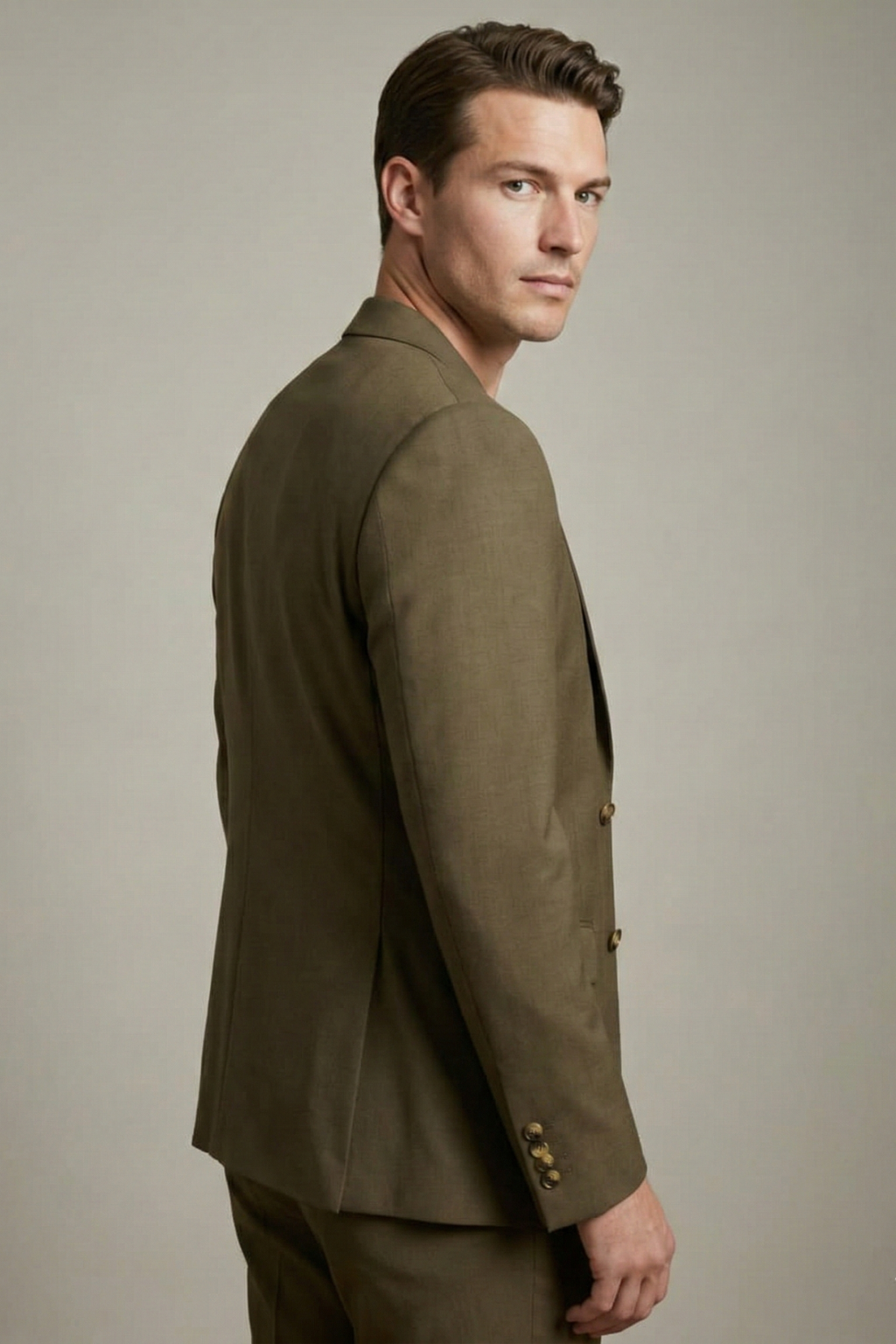 Earthy Olive Green Casual Suit