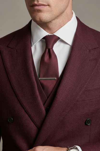 Regal Burgundy Double-Breasted Suit
