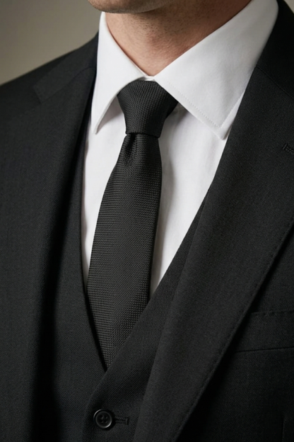 Eclipse Herringbone Black Suit
