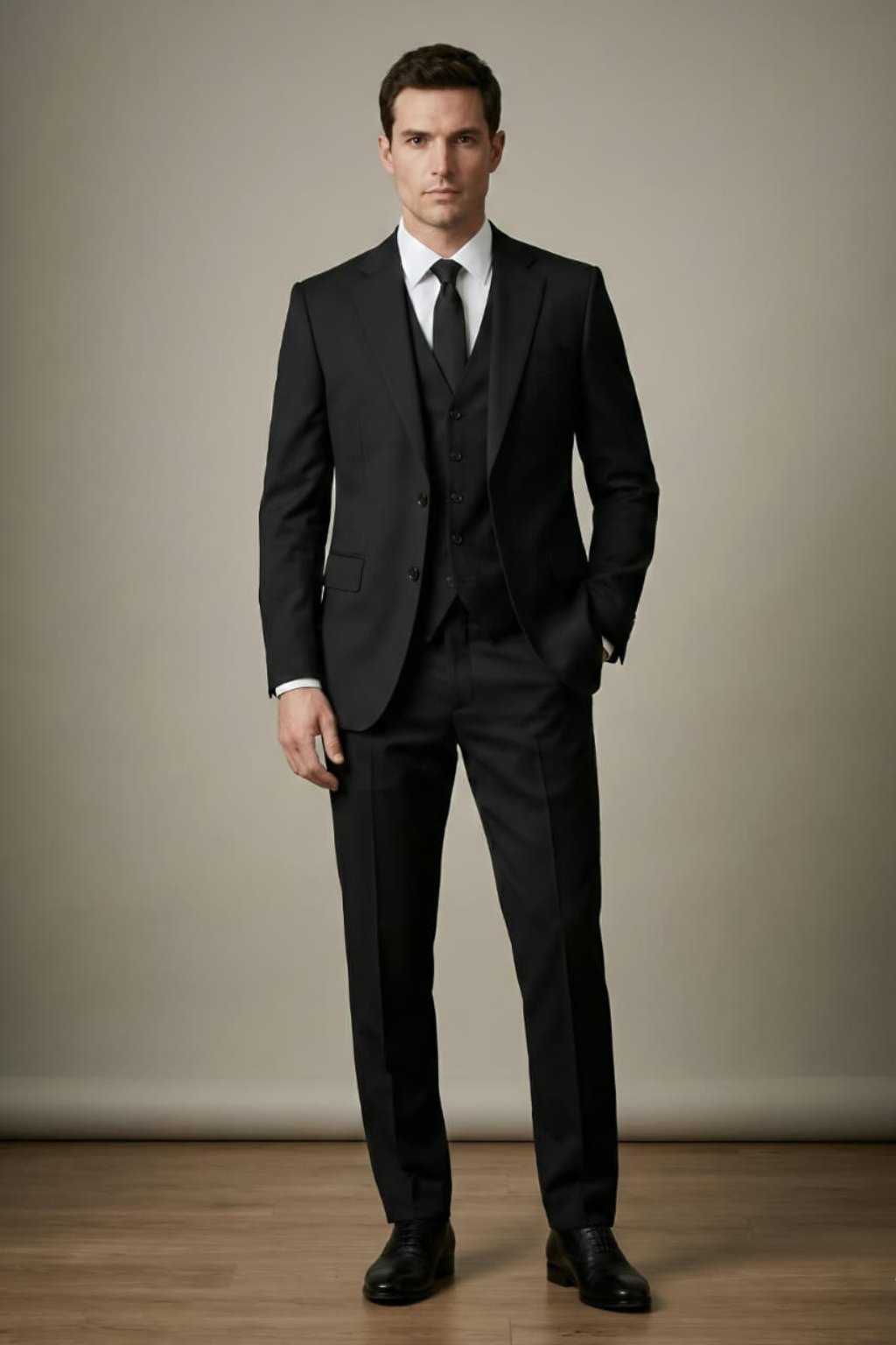 Eclipse Herringbone Black Suit