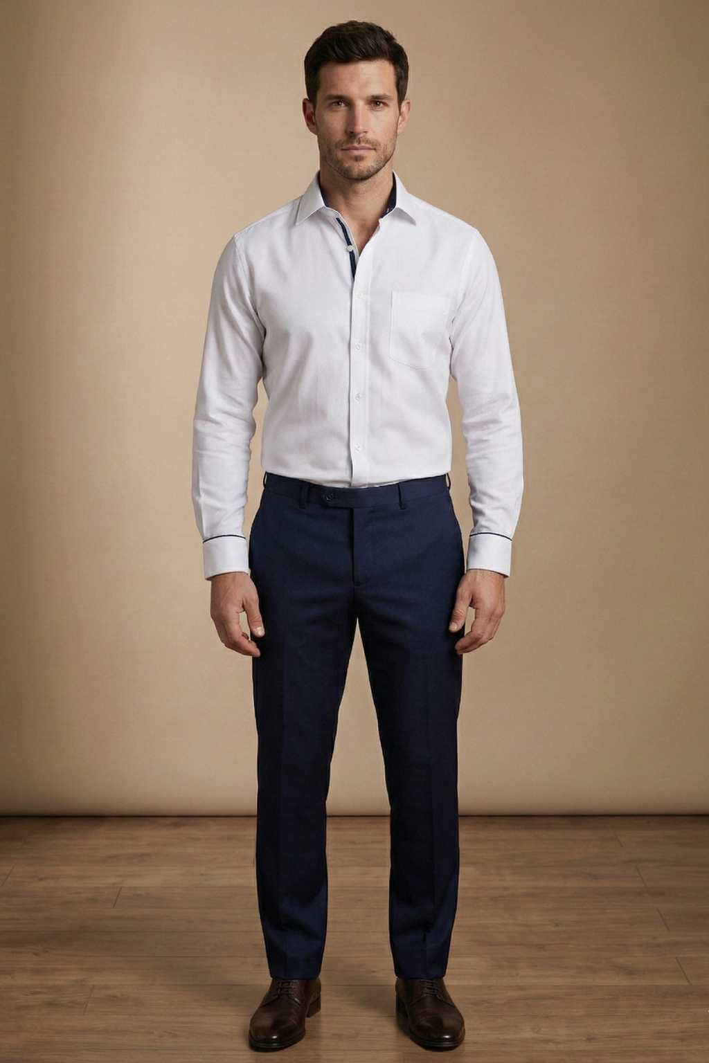 Palatial White with Navy Contrast