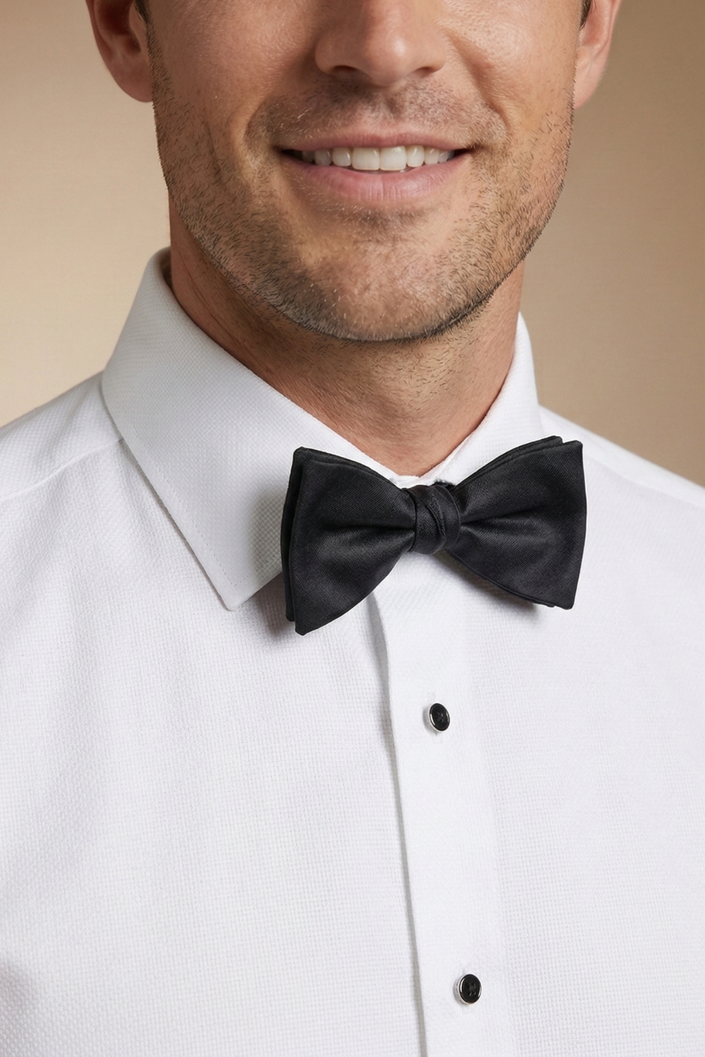 White Plain-Front Tuxedo Shirt – Black-Tie