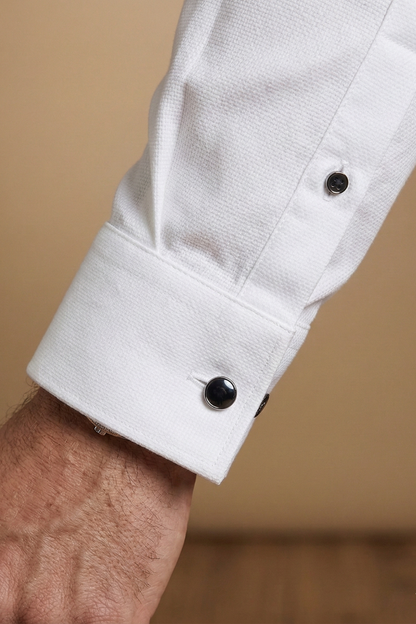 White Plain-Front Tuxedo Shirt – Black-Tie