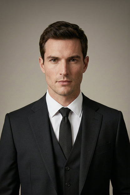 Eclipse Herringbone Black Suit
