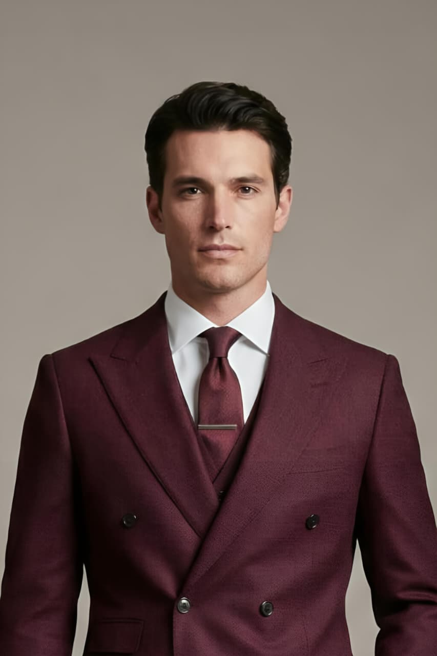 Regal Burgundy Double-Breasted Suit