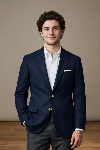 Classic Ivy League Navy Fraternity Blazer – Timeless Campus Style