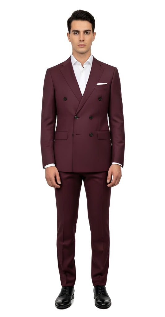Regal Burgundy Double-Breasted Suit