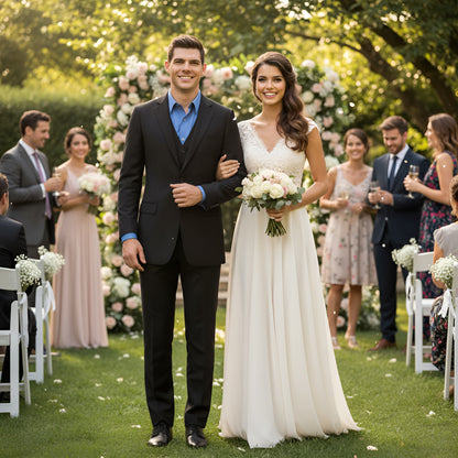 Eclipse Herringbone Black Suit