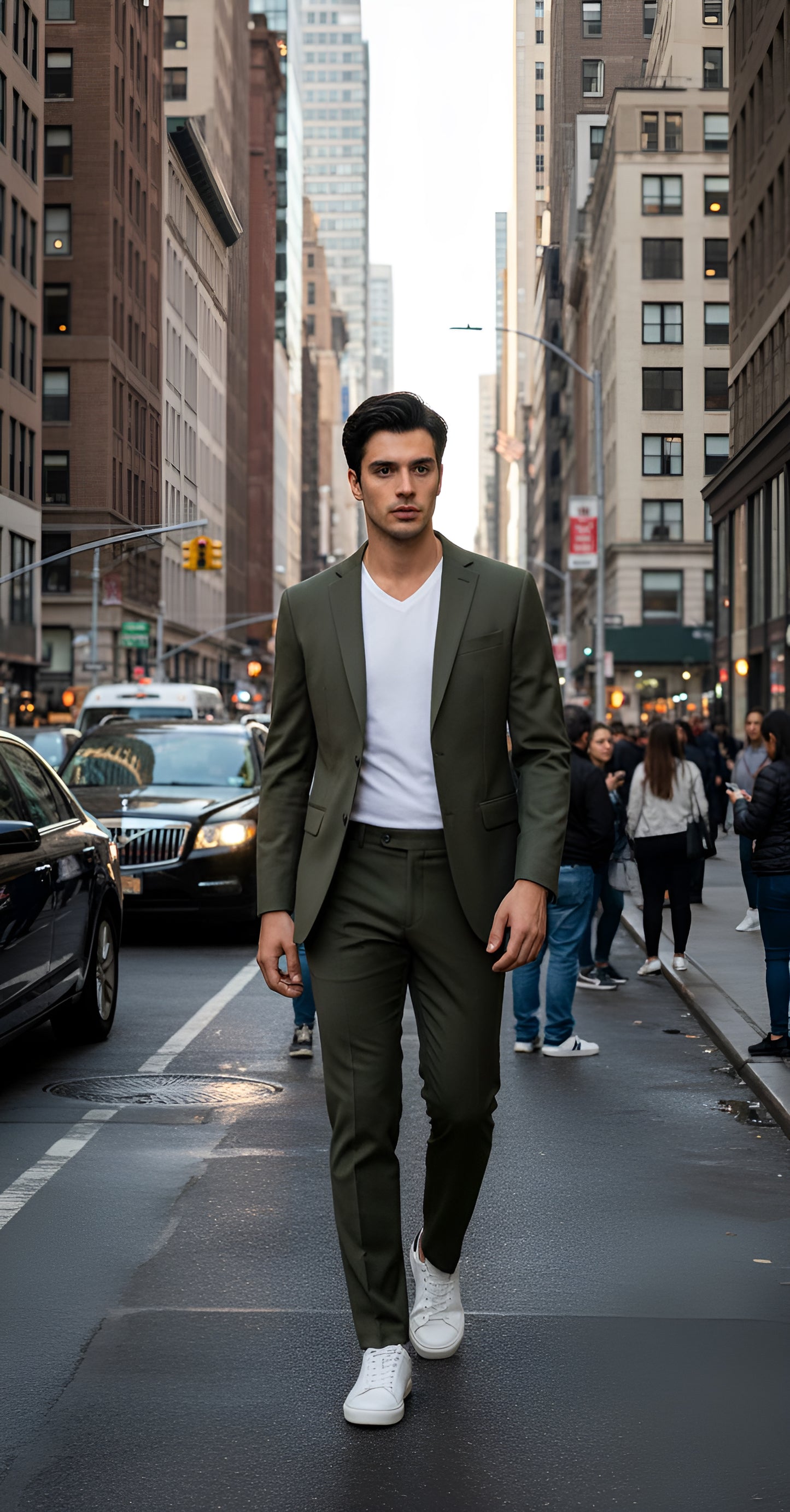 Earthy Olive Green Casual Suit