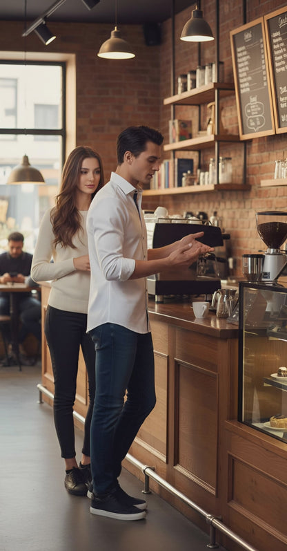 Casual Shirt - Palatial White with Navy Contrast